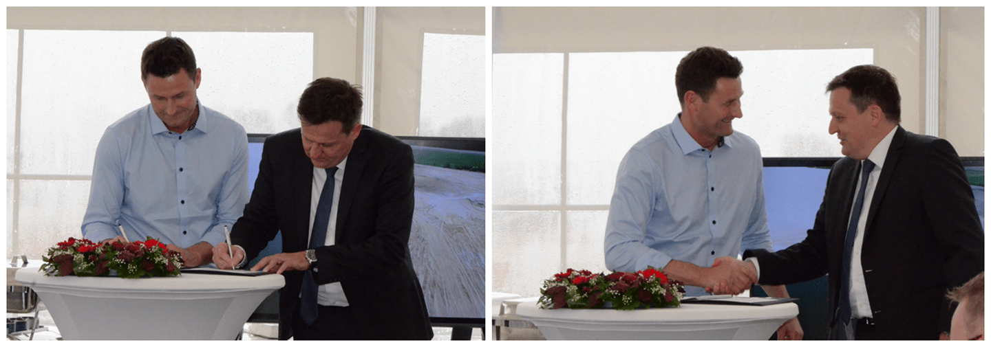 Daniel Ruoss & Gerrit Schmidt at the Signing Ceremony for 65MW Solar Farm in Ganzlin Germany